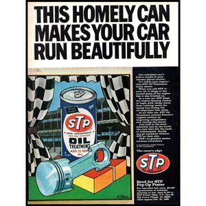 1968 STP Oil Treatment Indianapolis Indy 500 Racing Vintage Print Ad Wall Art